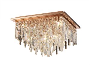 Maddison Ceiling Square 6 Light G9 Rose Gold/Crystal