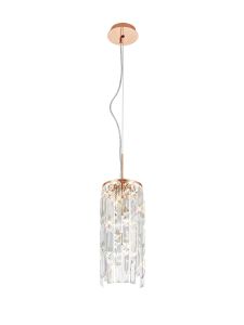 Maddison 15cm Pendant Cylinder 2 Light G9 Rose Gold/Crystal