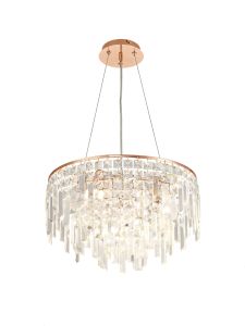 Maddison 42cm Pendant Round 6 Light G9 Rose Gold/Crystal