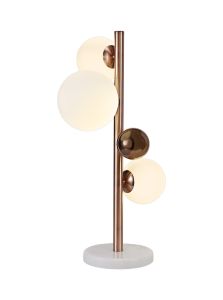 Parmingiano Table Lamp, 3 x G9, Antique Copper/Opal & Copper Glass With White Marble Base