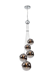 Parmingiano 48cm Cluster Pendant, 5 x G9, Polished Chrome/Chrome