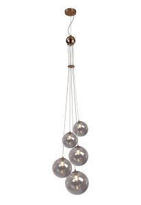 Parmingiano 48cm Cluster Pendant, 5 x G9, Antique Copper/Smoke