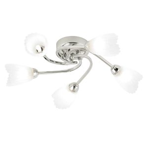 Endon MASON-5CH 5 Light Chrome Ceiling Fitting With Acid Glass Shades 5 Light In Chrome