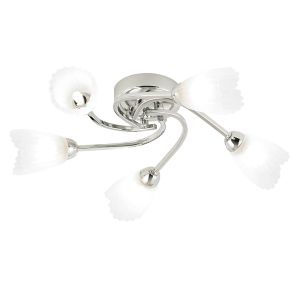 Endon MASON-5CH 5 Light Chrome Ceiling Fitting With Acid Glass Shades 5 Light