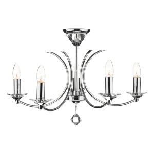 Medusa 5 Light E14 Polished Chrome Adjustable/Dual Mount Semi Flush Ceiling Fitting With K9 Crystal Detalls