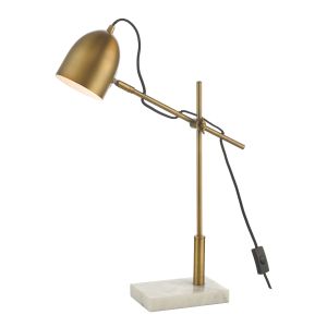 Mendal 1 Light E14 Bronze & Marble Task Table Lamp With Inline Switch