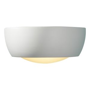 Milo 1 Light E27 White Plaster Wall Light Casting Light Both Up & Down With A Glass Bowl