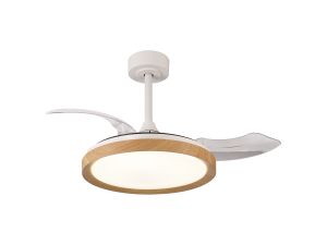 Mistral Mini 45cm 40W LED Dimmable Ceiling Light With Built-In 28W DC Fan, 2700-5000K Remote Control, 2500lm, Wood, 5yrs Warranty