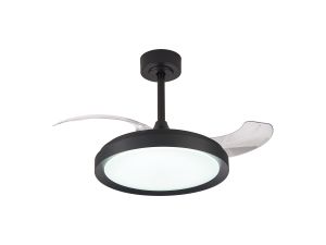 Mistral Mini 45cm 40W LED Dimmable Ceiling Light With Built-In 28W DC Fan, 2700-5000K Remote Control, 2500lm, Black, 5yrs Warranty