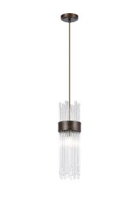 Mikka 12.5cm Single Pendant, 1 Light E14, IP44, Bronze/Clear