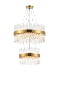 Modus 2 Tier 40cm + 60cm Pendant, 10 + 18 Light G9, Brass/Clear, Item Weight: 27kg