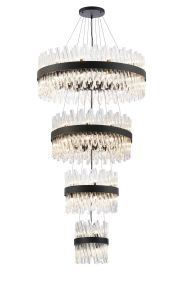 Modus 4 Tier 25cm + 40cm + 60cm + 80cm Pendant, 6 + 10 + 18 + 24 Light G9, Satin Black/Clear, Item Weight: 56kg