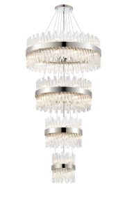 Modus 4 Tier 25cm + 40cm + 60cm + 80cm Pendant, 6 + 10 + 18 + 24 Light G9, Polished Nickel/Clear, Item Weight: 56kg