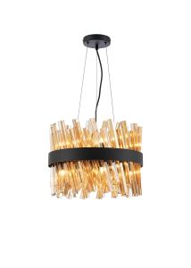 Modus 40cm 10 Light G9, Pendant Round, Satin Black / Amber