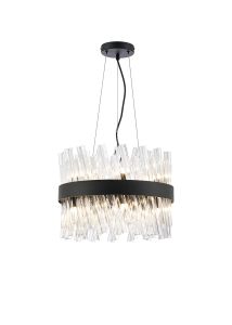 Modus 40cm 10 Light G9, Pendant Round, Satin Black / Clear
