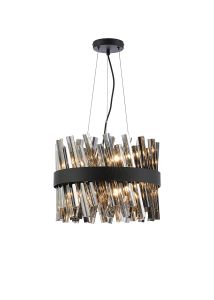 Modus 40cm 10 Light G9, Pendant Round, Satin Black / Smoke