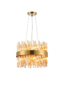 Modus 40cm 10 Light G9, Pendant Round, Brass / Amber