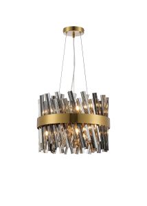 Modus 40cm 10 Light G9, Pendant Round, Brass / Smoke