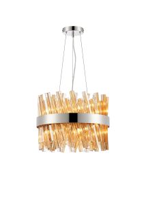 Modus 40cm 10 Light G9, Pendant Round, Polished Nickel / Amber