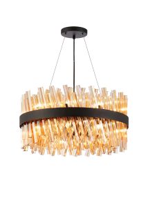 Modus 60cm 18 Light G9, Pendant Round, Satin Black / Amber Item Weight: 16.81kg