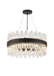 Modus 60cm 18 Light G9, Pendant Round, Satin Black / Clear Item Weight: 16.81kg