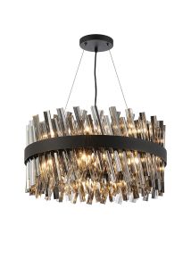 Modus 60cm 18 Light G9, Pendant Round, Satin Black / Smoke Item Weight: 16.81kg