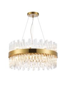Modus 60cm 18 Light G9, Pendant Round, Brass / Clear Item Weight: 16.81kg