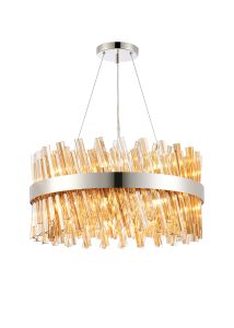 Modus 60cm 18 Light G9, Pendant Round, Polished Nickel / Amber Item Weight: 16.81kg