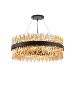 Modus 80cm 24 Light G9, Pendant Round, Satin Black / Amber Item Weight: 23.13kg