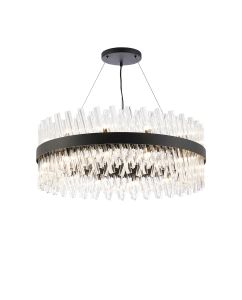 Modus 80cm 24 Light G9, Pendant Round, Satin Black / Clear Item Weight: 23.13kg