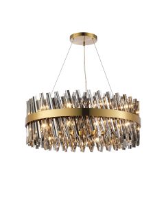 Modus 80cm 24 Light G9, Pendant Round, Brass / Smoke Item Weight: 23.13kg