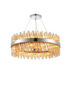 Modus 80cm 24 Light G9, Pendant Round, Polished Nickel / Amber Item Weight: 23.13kg