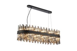 Modus 1m 24 Light G9, Pendant Oblong, Satin Black / Smoke Item Weight: 22.65kg