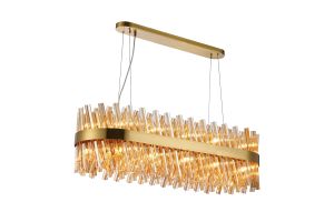 Modus 1m 24 Light G9, Pendant Oblong, Brass / Amber Item Weight: 22.65kg