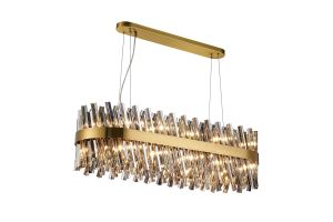 Modus 1m 24 Light G9, Pendant Oblong, Brass / Smoke Item Weight: 22.65kg