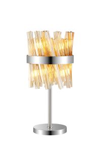 Modus 6 Light G9, Table Lamp, Polished Nickel / Amber