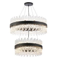 Modus 2 Tier 60cm + 80cm Pendant, 18 + 24 Light G9, Satin Black/Clear Item Weight: 41kg