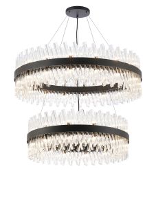 Modus 2 Tier 80cm + 1m Pendant, 24 + 32 Light G9, Satin Black/Clear Item Weight: 53kg