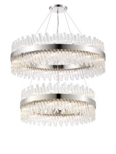 Modus 2 Tier 80cm + 1m Pendant, 24 + 32 Light G9, Polished Nickel/Clear Item Weight: 53kg