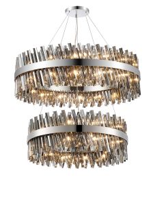 Modus 2 Tier 80cm + 1m Pendant, 24 + 32 Light G9, Polished Nickel/Smoke Item Weight: 53kg