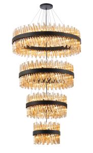 Modus 4 Tier 40cm + 60cm + 80cm + 1m Pendant, 10 + 18 + 24 + 32 Light G9, Satin Black/Amber Item Weight: 80kg