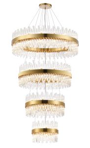 Modus 4 Tier 40cm + 60cm + 80cm + 1m Pendant, 10 + 18 + 24 + 32 Light G9, Brass/Clear Item Weight: 80kg
