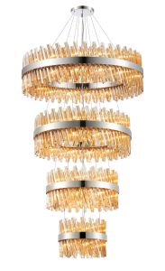 Modus 4 Tier 40cm + 60cm + 80cm + 1m Pendant, 10 + 18 + 24 + 32 Light G9, Polished Nickel/Amber Item Weight: 80kg
