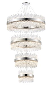 Modus 4 Tier 40cm + 60cm + 80cm + 1m Pendant, 10 + 18 + 24 + 32 Light G9, Polished Nickel/Clear Item Weight: 80kg