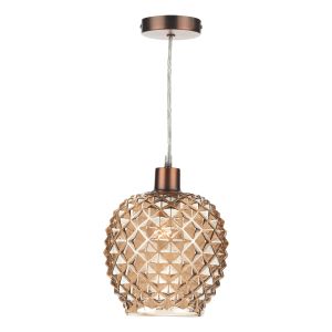 Mosaic E27 Non Electric Champagne Diagonal Cut Glass Shade (Glass Shade Only)