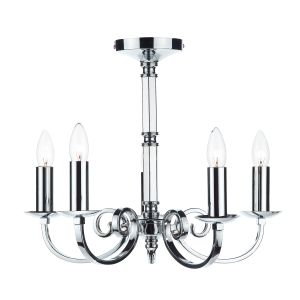 Murray 5 Light E14 Polished Chrome Adjustable/Dual Mount Semi Flush Fitting