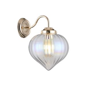 Mia Wall Light With Flower Bud Shade 1 x E27, French Gold/Iridescent Faded