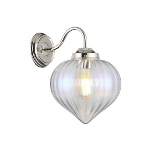 Mia Wall Light With Flower Bud Shade 1 x E27, Polished Nickel/Iridescent Faded