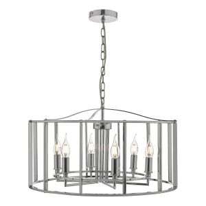 Myka 6 Light E14 Polished Chrome Adjustable Decorative Cage Pendant