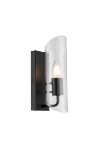 Navi Wall Lamp, 1 x E14, IP44, Black/Clear Glass, 2yrs Warranty